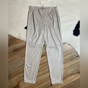 Tyler Boe pants faux suede side zip slim pants in a beige